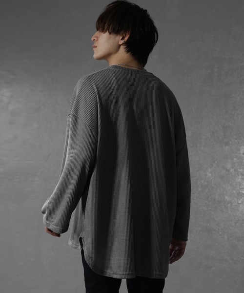 tシャツ 「MinoriTY」ワッフルラウンドオーバーサイズロンT 長袖Tシャツ カットソー メンズ 秋服 ルーズフィット ビッグシルエット メンズ | MinoriTY | 17