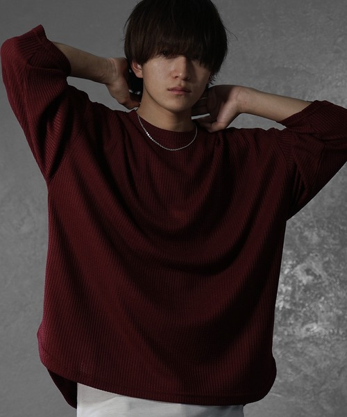 tシャツ 「MinoriTY」ワッフルラウンドオーバーサイズロンT 長袖Tシャツ カットソー メンズ 秋服 ルーズフィット ビッグシルエット メンズ | MinoriTY | 06