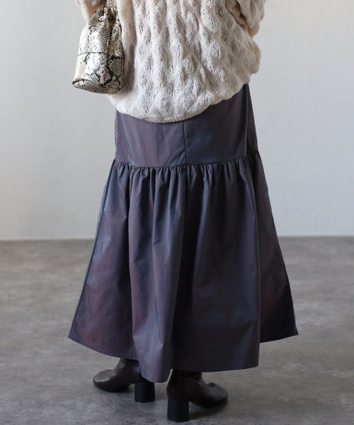 90s VTG space-age skirt / レトロ ポップ スカート ap retro スカート タマムシスカート/ボリューム切替スカート