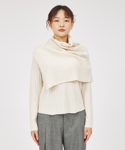 qualite（カリテ） ニット セーター 「23AW」アシメスヌードリブニット