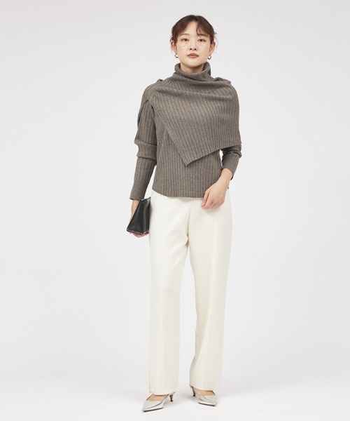 qualite（カリテ） ニット セーター 「23AW」アシメスヌードリブニット