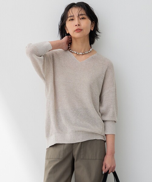 23区（ニジュウサンク） ニット セーター 「洗える」ピュアリネン V