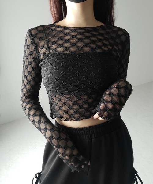 DAISY TULLE TOP デイジーチュールトップ　シースルー　ビビー DAISY TULLE TOP/157cm/着用サイズF｜Bibiy.