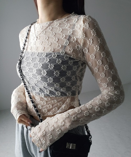 AD2021 COMME des GARCONS チュールトップス レース me+em select tシャツ 「 2color 」デイジーレースチュール
