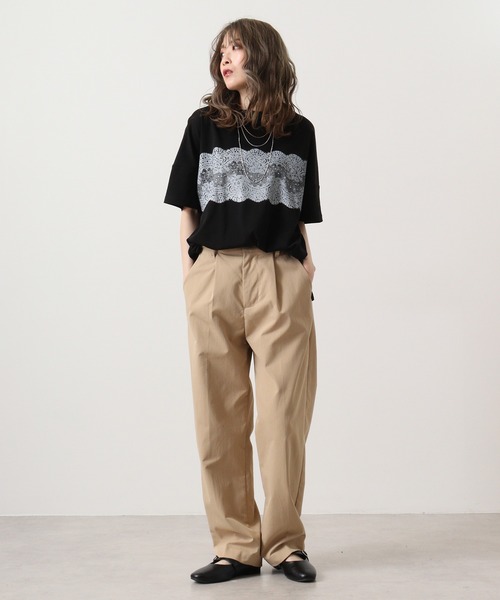 tシャツ BRODIAEA ローズペトール加工 レースプリントTシャツ