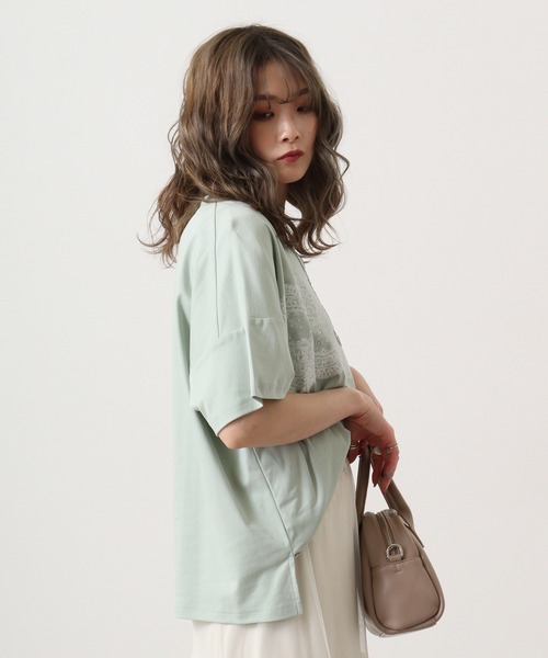 tシャツ BRODIAEA ローズペトール加工 レースプリントTシャツ
