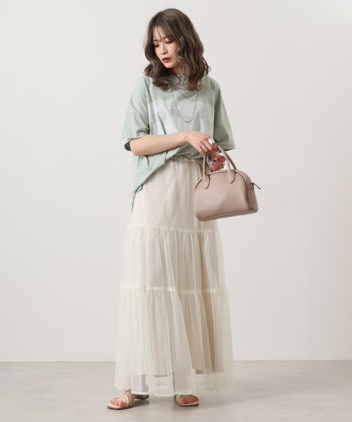 tシャツ BRODIAEA ローズペトール加工 レースプリントTシャツ