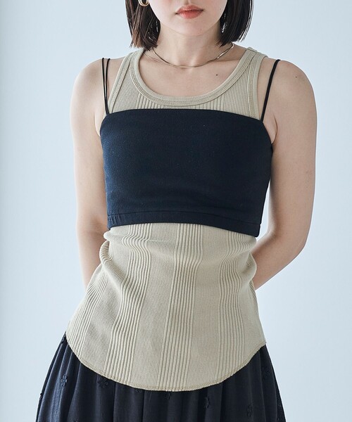 「FREAK'S STORE」 ノースリーブトップス フリ- ブラック レディース FREAK'S STORE タンクトップ ノースリーブ FREAK'S STORE
