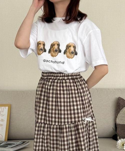 tシャツ Tシャツ レディース 犬プリント半袖Tシャツ｜zozo