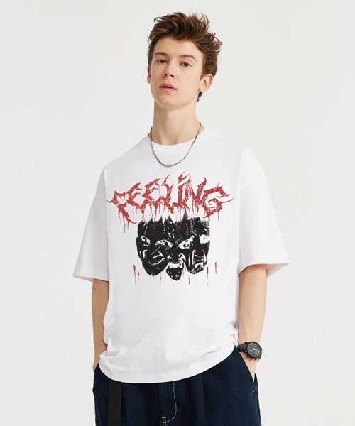 tシャツ WASHED MULTI LOGO OVERSIZED T-SHIRT/ヴィンテージライクオーバーダイオーバーサイズマルチロゴTシャツ レデ Ressaca tシャツ オーバーサイズ ヴィンテージライク 古着風