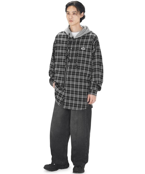OY ブラウス シャツ 「OY/オーワイ」 S.L CHECK ZIPPER HOODIE