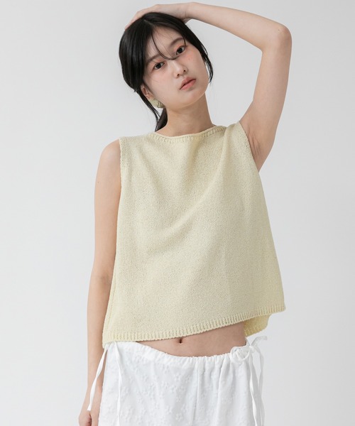 HEILIS タンクトップ ノースリーブ クロップド丈ノースリーブ