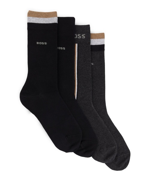 HUGO BOSS ４Pコットンブレンドソックス BOSS（HUGO BOSS） 靴下 4パック レギュラーレングス コットン