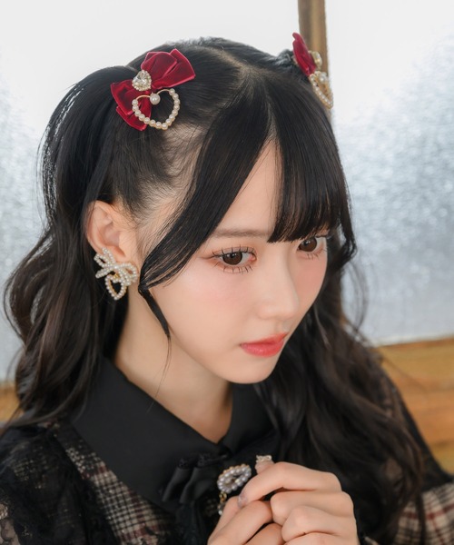 ヘアクリップ リボン　華やか　パールxc45er ヘアクリップ リボン 華やか パールxc45er （【楽天市場】【即日