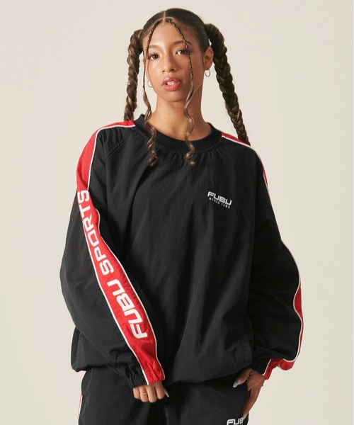 FUBU（フブ） トレーナー スウェット ブランド ロゴ 配色ライン ドロー