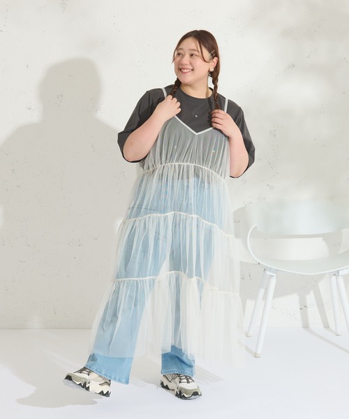 Louiosy（ルオシー） ワンピース 「大きいサイズ」2WAYチュールキャミ