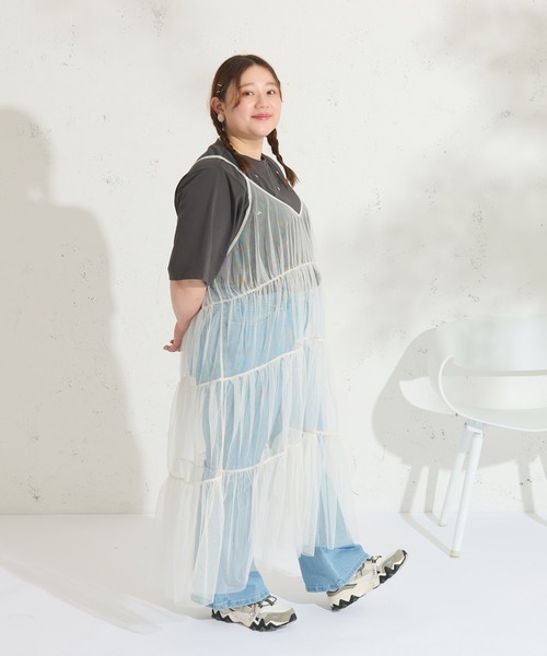 Louiosy（ルオシー） ワンピース 「大きいサイズ」2WAYチュールキャミ
