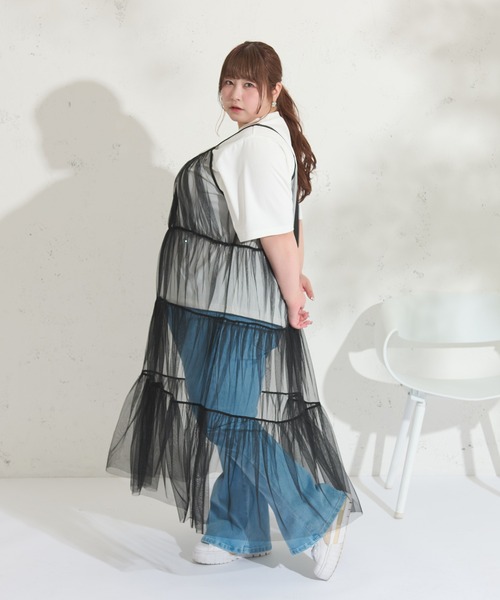 louiosy ルオシー LL キャミソールフレアワンピース Louiosy ワンピース 「大きいサイズ」マーメイドキャミ