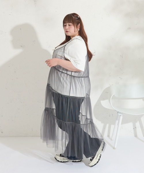 Louiosy ワンピース 「大きいサイズ」2WAYチュールキャミ