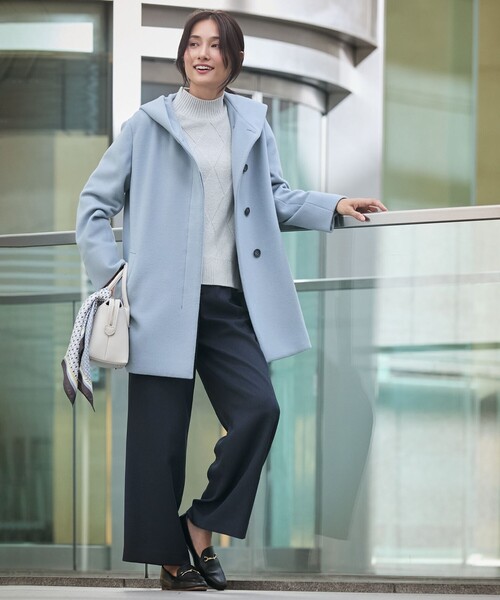 新品未使用　J.PRESS ショートビーバーフーデットコート　グレー　フードあり J.PRESS（J.プレス） コート アウター ショートビーバー フーデット