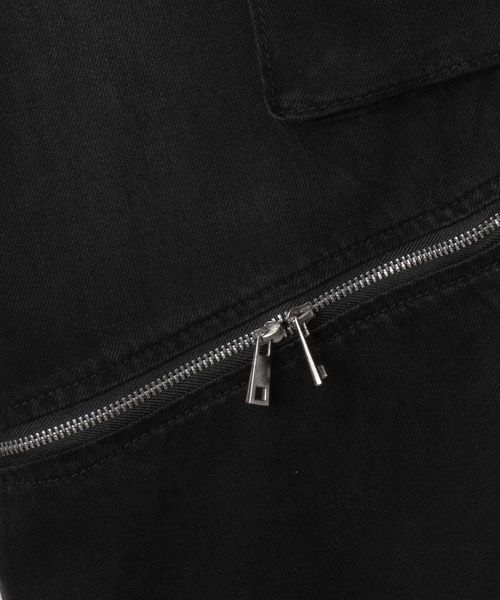 黒のカーゴパンツ ジッパー付き ALMOSTBLACK - 【ラスト1点】 ZIPPER PANTS / カーゴパンツ / ブラック