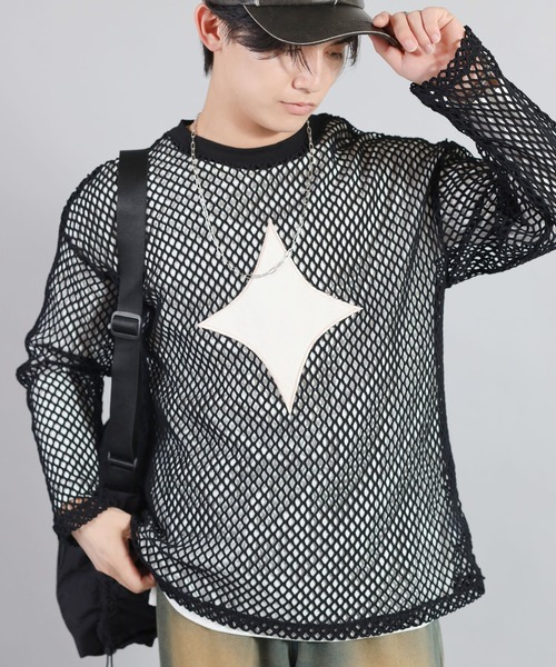 LiSA SPINNS メッシュTシャツ SPINNS tシャツ グランジ/メッシュニットソー スター メンズ