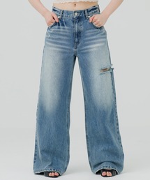 SENEE デニム ワイドパンツ ジーンズ デニム デニムパンツ loose vintage like denim