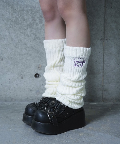 Amilige(アミリージュ) レッグウォーマー 刺繍入りロングレッグ Amilige(アミリージュ) レッグウォーマー 刺繍入りロングレッグ