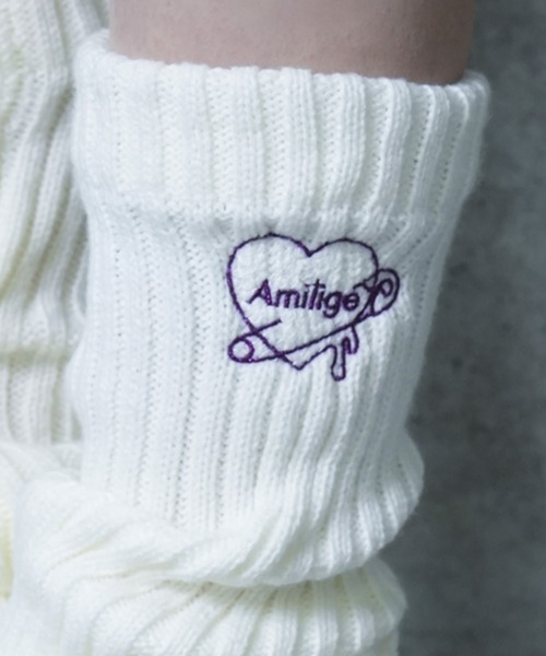 Amilige（アミリージュ） レッグウォーマー 刺繍入りロングレッグ