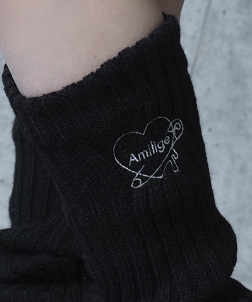 L'Appartement  アパルトモン レッグウォーマー ブラック新品未使用 Amilige（アミリージュ） レッグウォーマー 刺繍入りロングレッグ