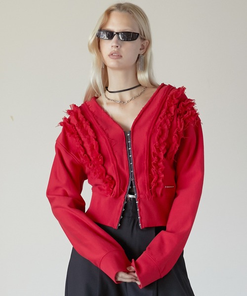 カーディガン フリルスウェットカーディガン / Frills Sweatshirt Cardigan レディース
