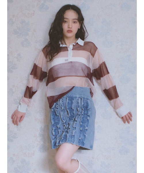 FURFUR ラガーボーダーメッシュプルオーバー レディース : ZOZOTOWN  