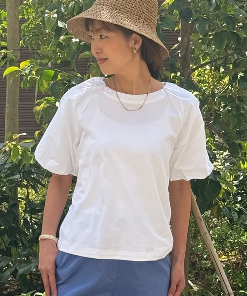 ホワイトパフスリーブトップス BANANA REPUBLIC ブラウス シャツ FACTORY STORE パフスリーブ