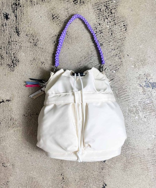 ハンドメイド 巾着トートバッグ Usedリメイク キンホルダー付き☆。.:＊・゜ ハンドメイドを楽しむ!】巾着トートバッグ作成講義!!《洋裁