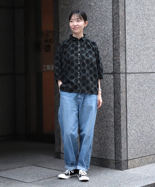 ブラウス シャツ 「Brocante / ブロカント」 水玉キャンバス グランシャツ レディース Brocante ブラウス シャツ 「Brocante / ブロカント」 水玉