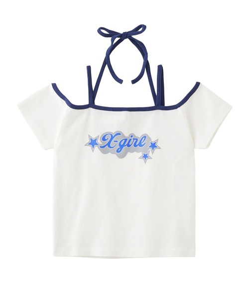 tシャツ FLYING STARS LOGO OFF THE SHOULDER BABY TEE レディース