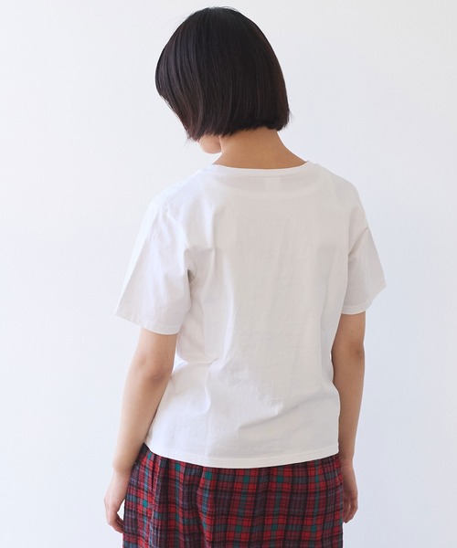 tシャツ くるくるはなテープ刺繍Tシャツ レディース AMBIDEX Store △〇 くるくるはなテープ刺繍 Tシャツ(F シロ
