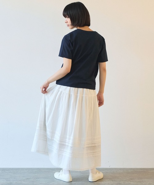 bulle de savon tシャツ くるくるはなテープ刺繍Tシャツ