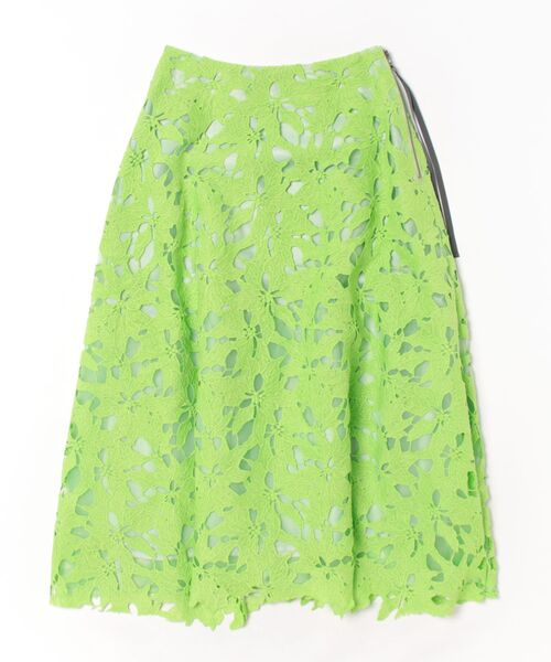 LANVIN en Bleu スカート ケミカルフラワーレースフレアスカート