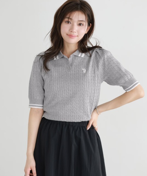 ニット セーター 「U.S.POLO ASSN.」配色デザインポロニット レディース