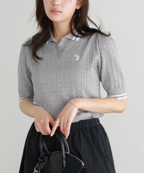 ニット セーター 「U.S.POLO ASSN.」配色デザインポロニット レディース