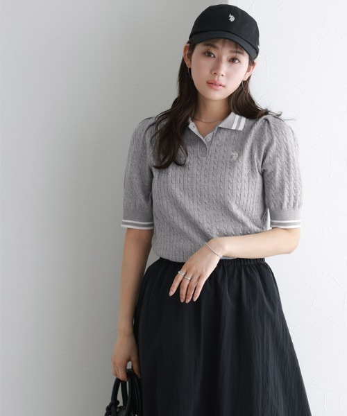 ニット セーター 「U.S.POLO ASSN.」配色デザインポロニット レディース