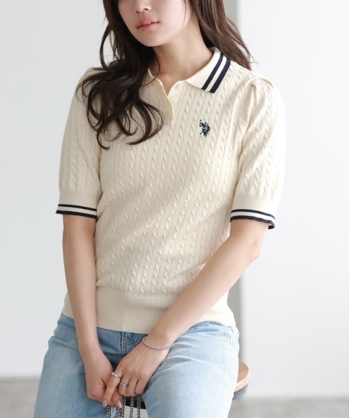 ニット セーター 「U.S.POLO ASSN.」配色デザインポロニット レディース