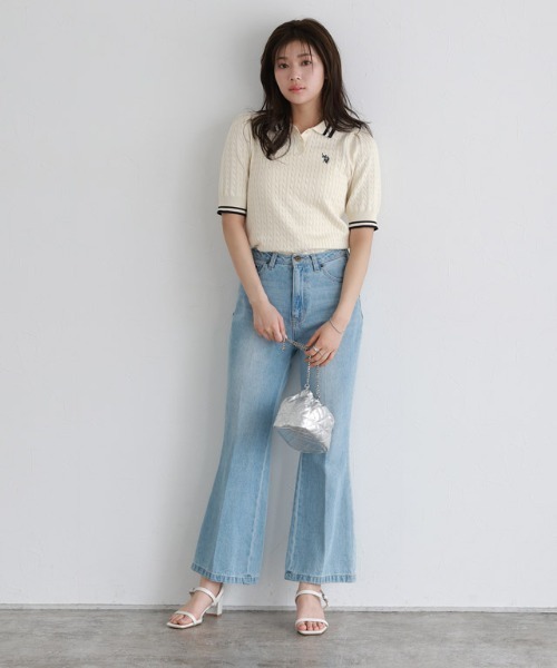 ニット セーター 「U.S.POLO ASSN.」配色デザインポロニット レディース