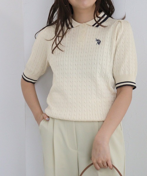 ニット セーター 「U.S.POLO ASSN.」配色デザインポロニット レディース