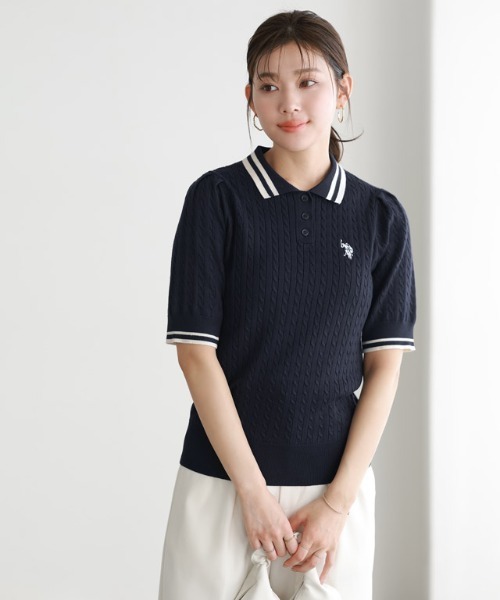 ニット セーター 「U.S.POLO ASSN.」配色デザインポロニット レディース