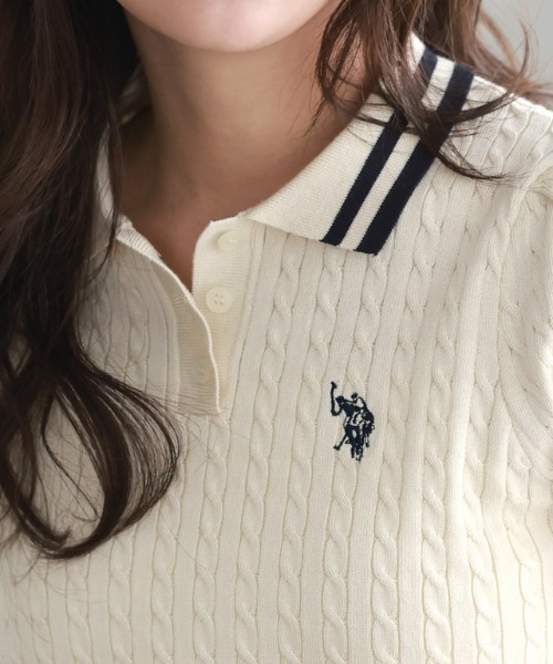 ニット セーター 「U.S.POLO ASSN.」配色デザインポロニット レディース