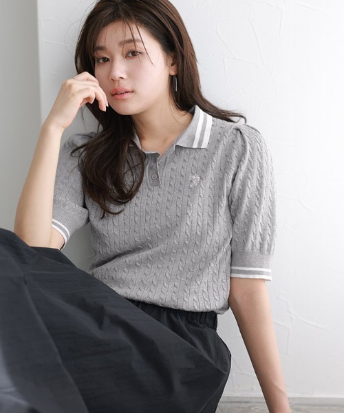 ニット セーター 「U.S.POLO ASSN.」配色デザインポロニット レディース