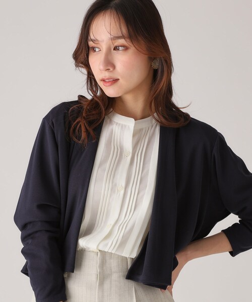 カーディガン 「洗える／日本製／接触冷感／UV／キチンと見え／着心地」ショート丈カーディガン レディース