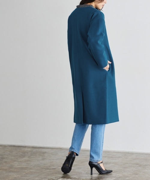 「Pierrot」 ノーカラーコート L オフホワイト レディース_画像3